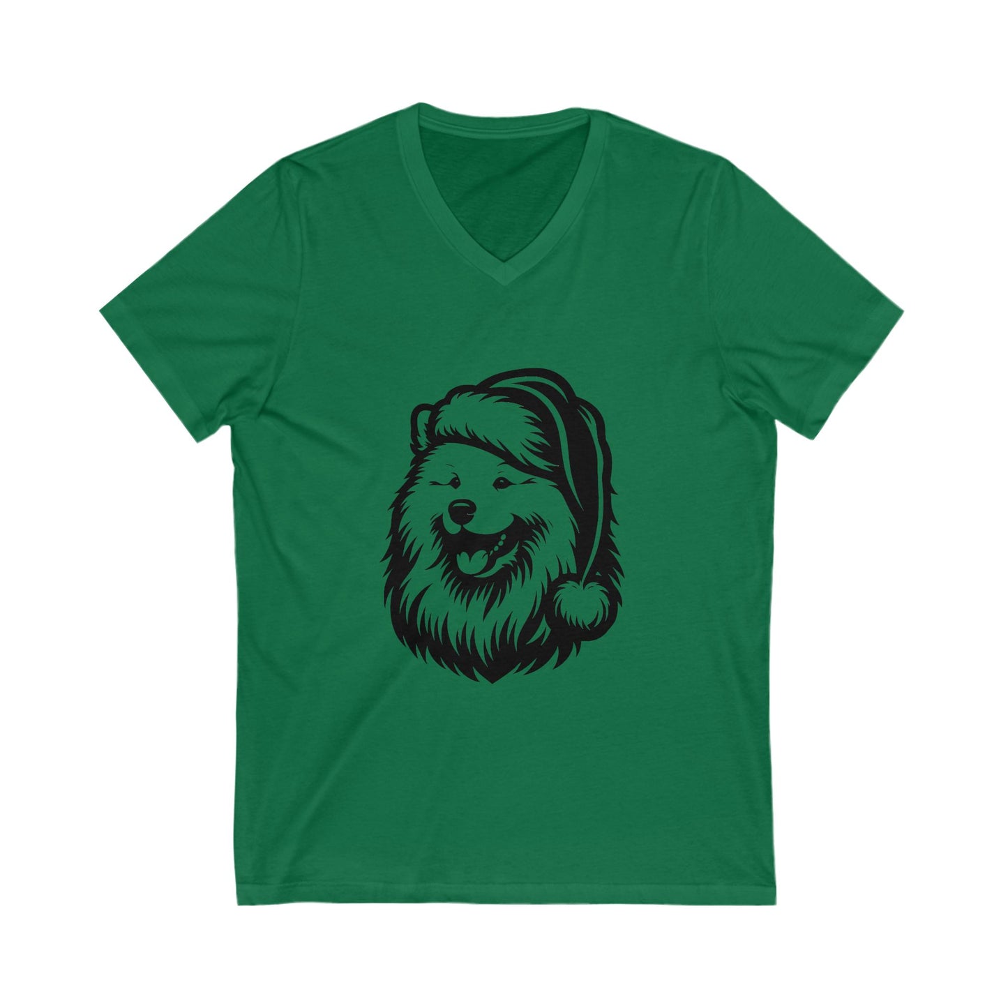 Santa Paws Samoyed Unisex Short Sleeve V-Neck Tee