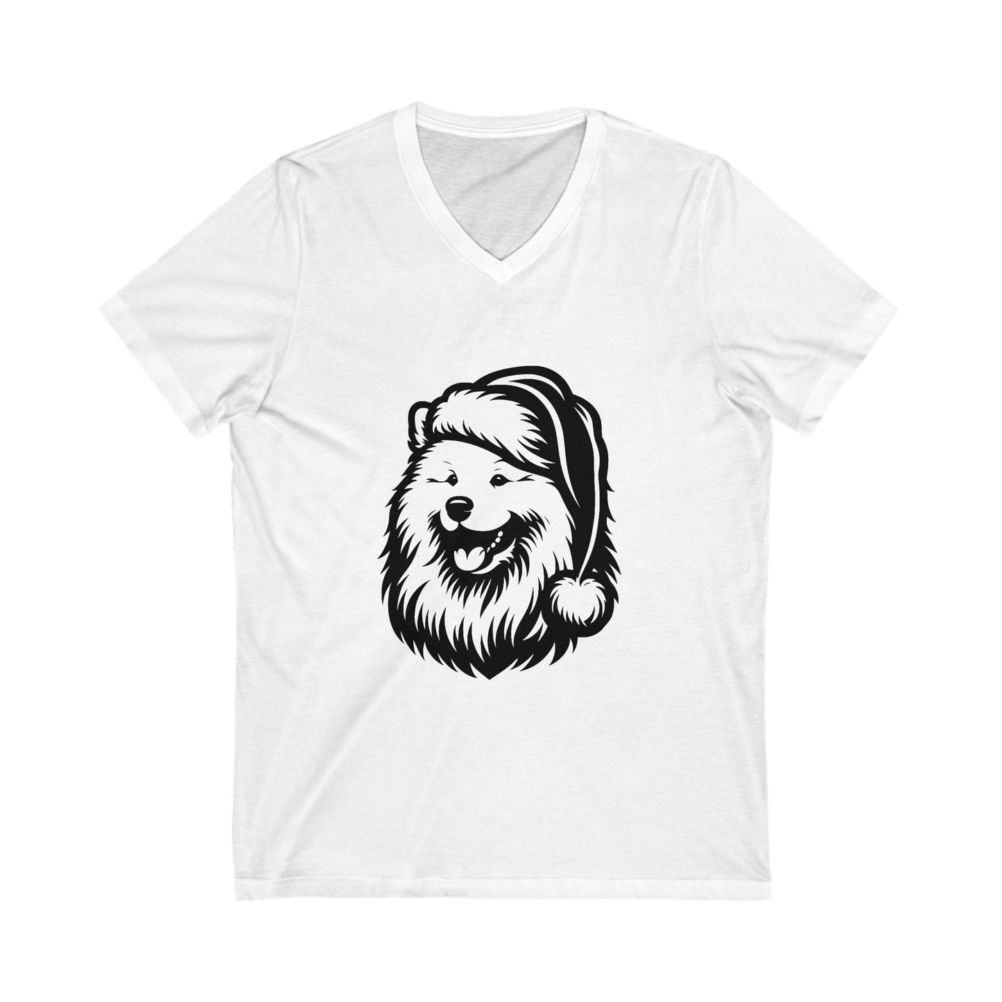 Santa Paws Samoyed Unisex Short Sleeve V-Neck Tee