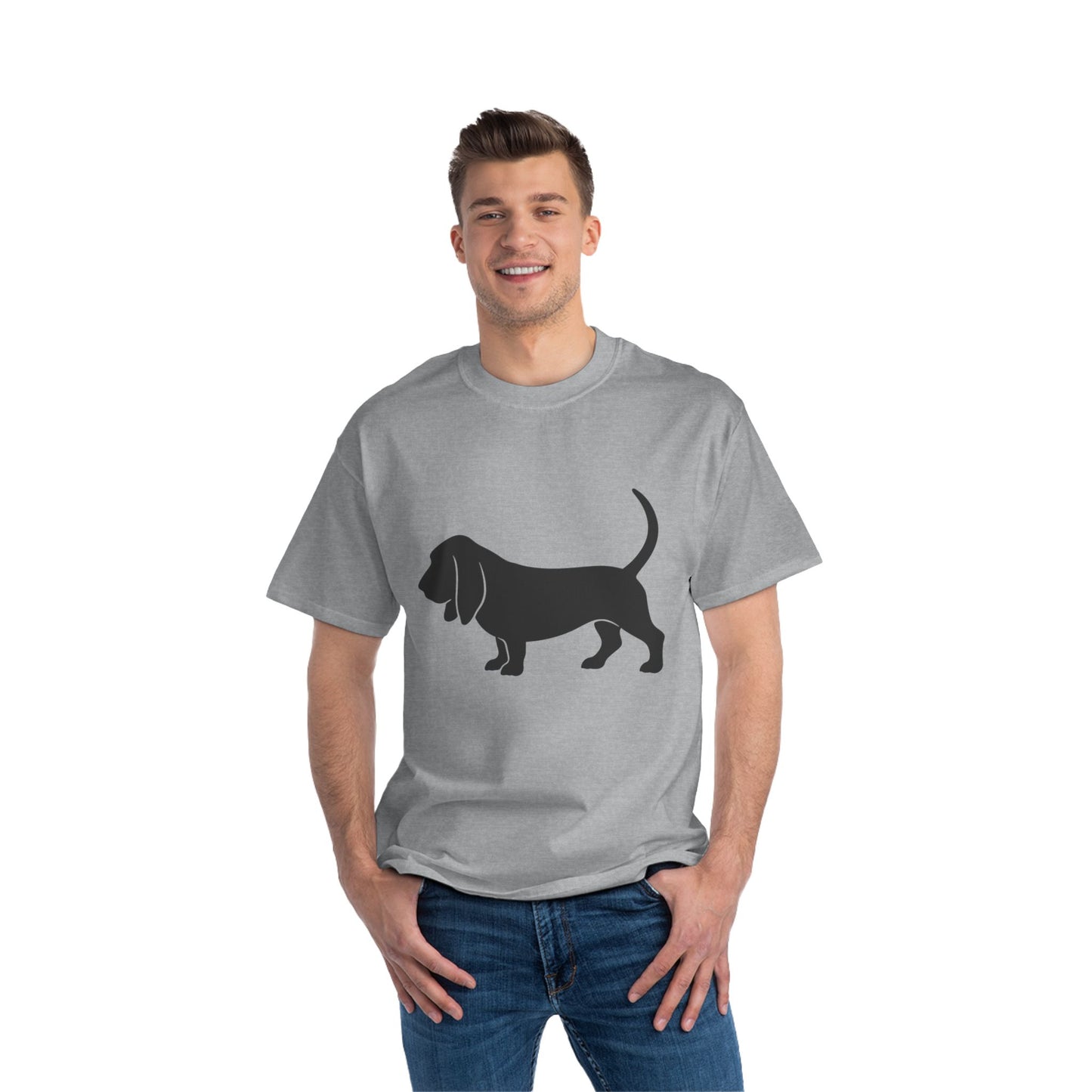 Basset Hound Silhouette Men's Short-Sleeve Crewneck Tee