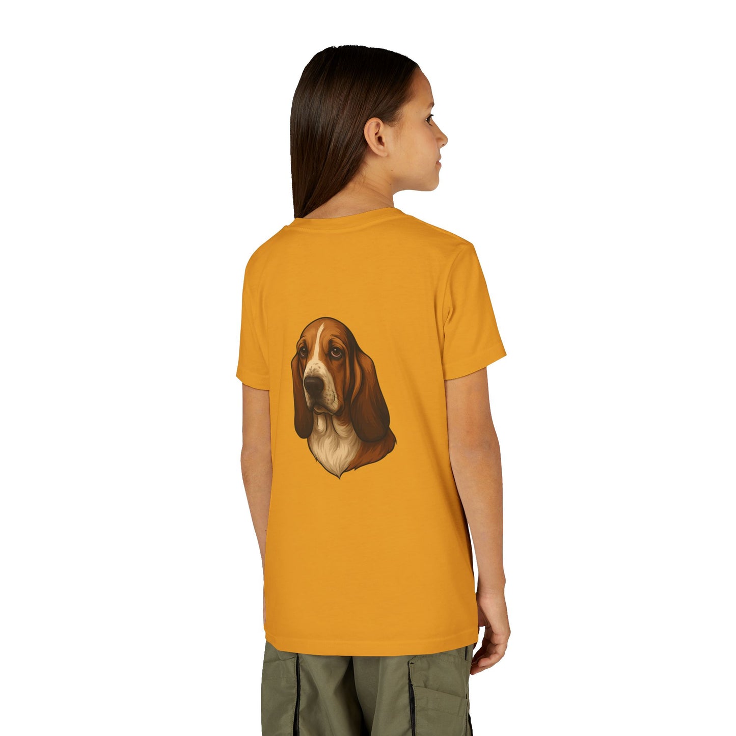 Basset Hound Head Youth Unisex Short Sleeve Crewneck Tee