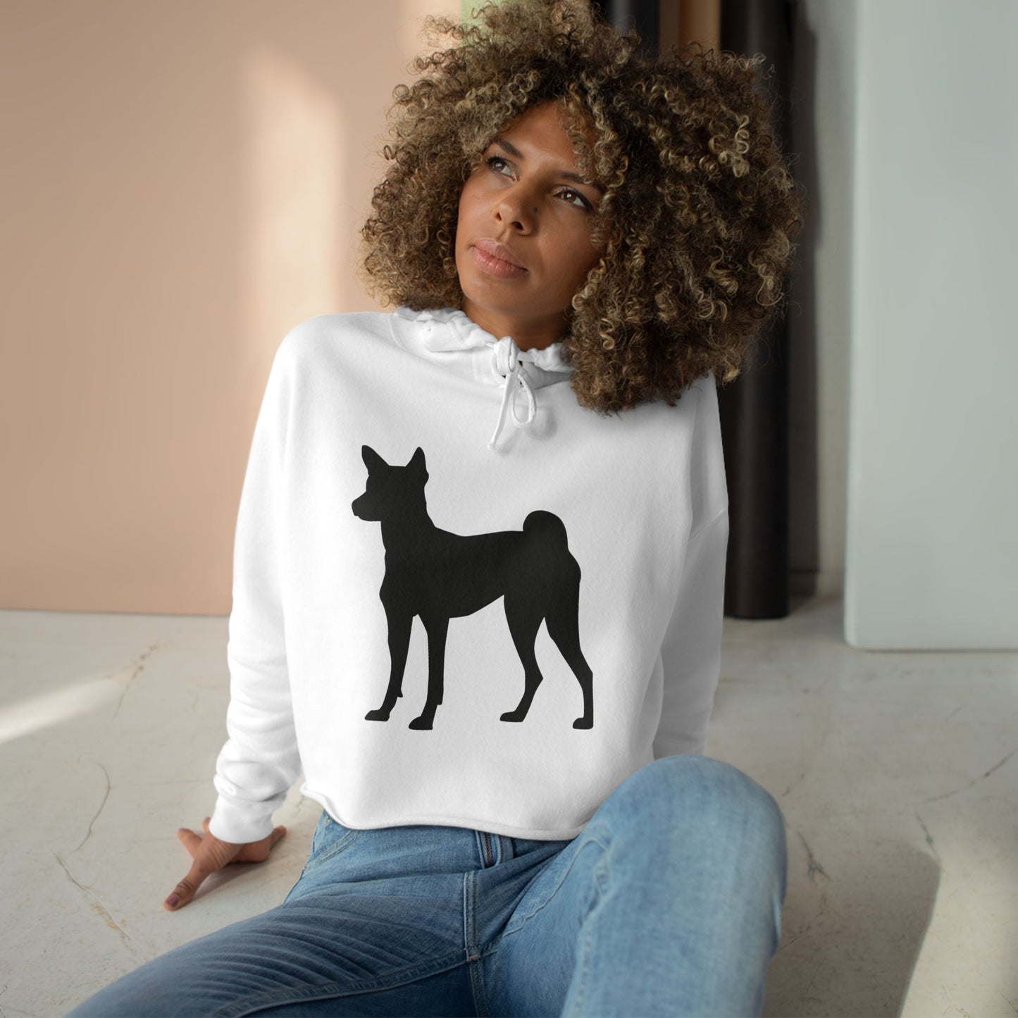 Basenji Silhouette Women's Crop Hoodie