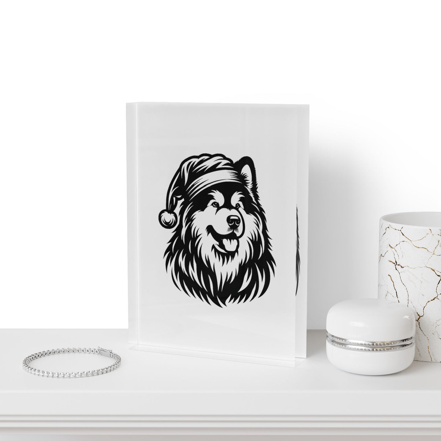 Santa Paws Malamute Acrylic Photo Block