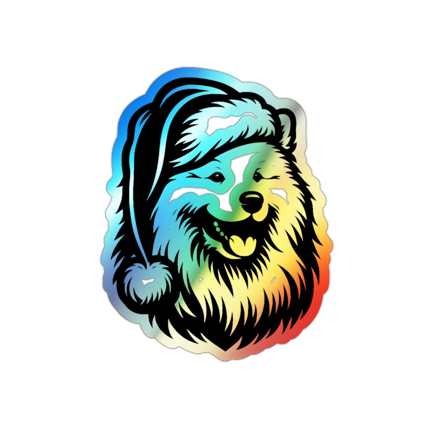 Santa Paws Samoyed Holographic Sticker