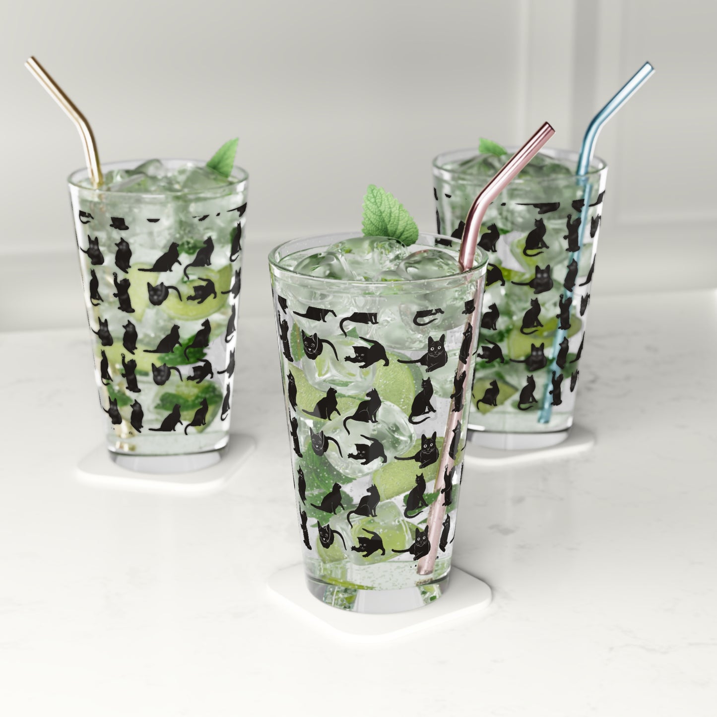 Cats Drinking Glass