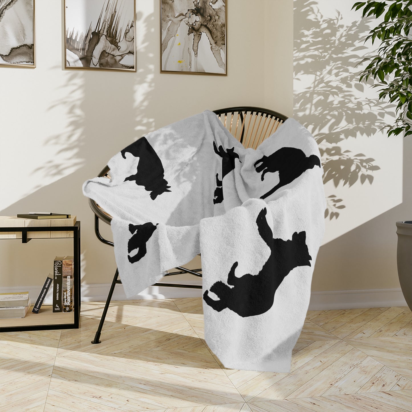 German Shepherd Silhouette Velveteen Microfiber Blanket