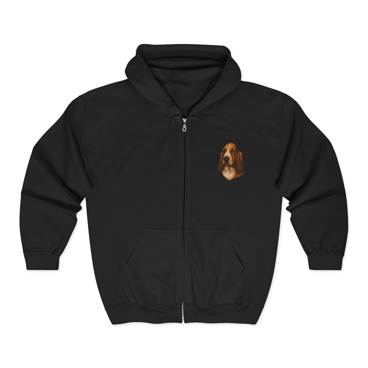 Basset Hound Head Unisex Full Zip Hoodie