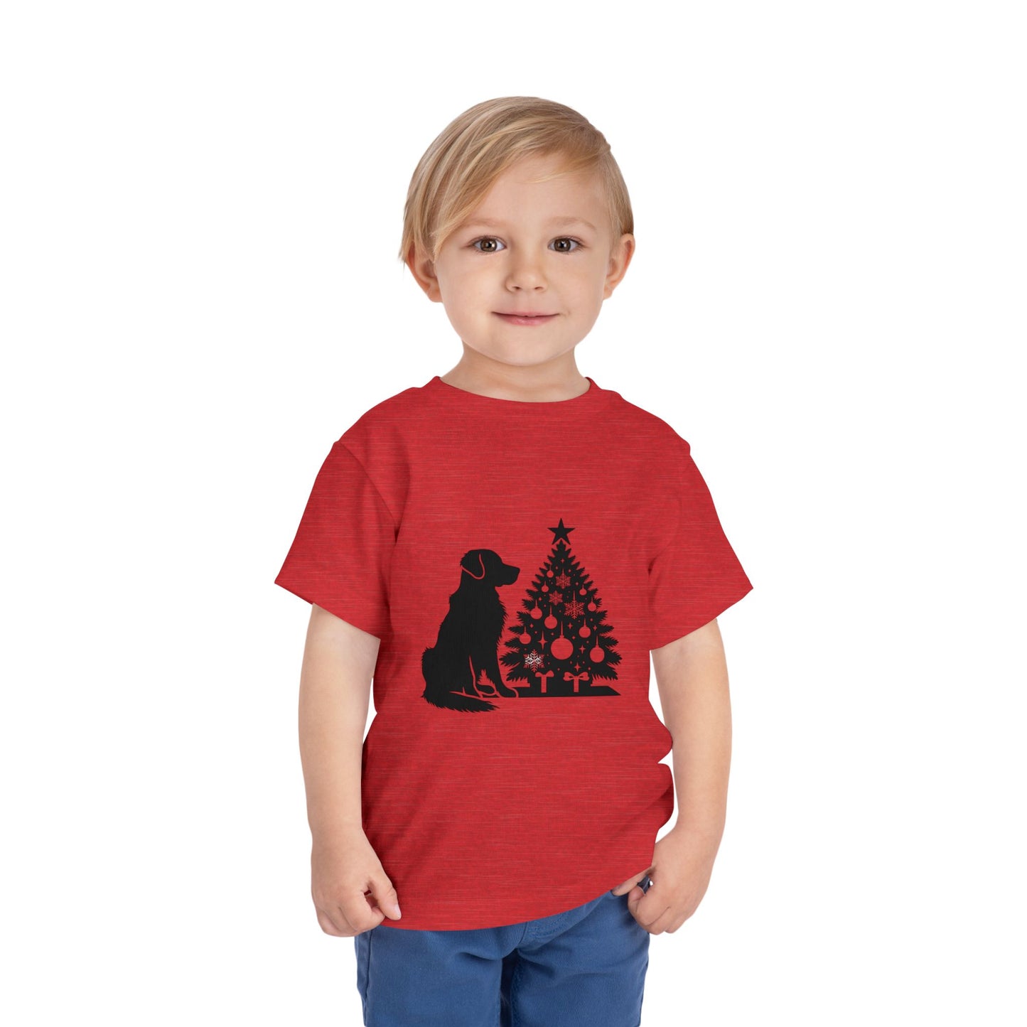 Golden Christmas Tree Toddler Unisex Short Sleeve Crewneck Tee