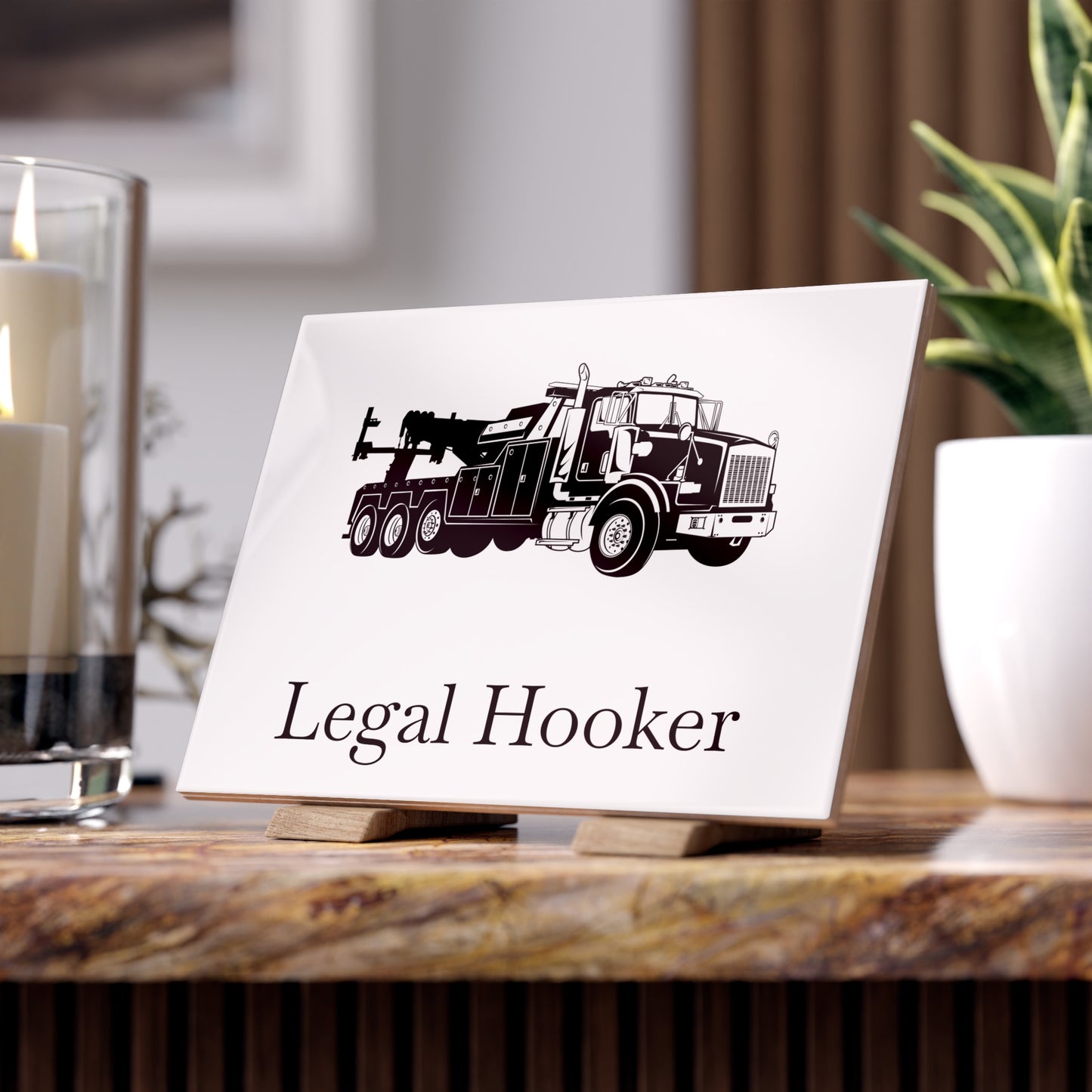 Legal H**ker Heavy Tow Truck Ceramic Photo Tile