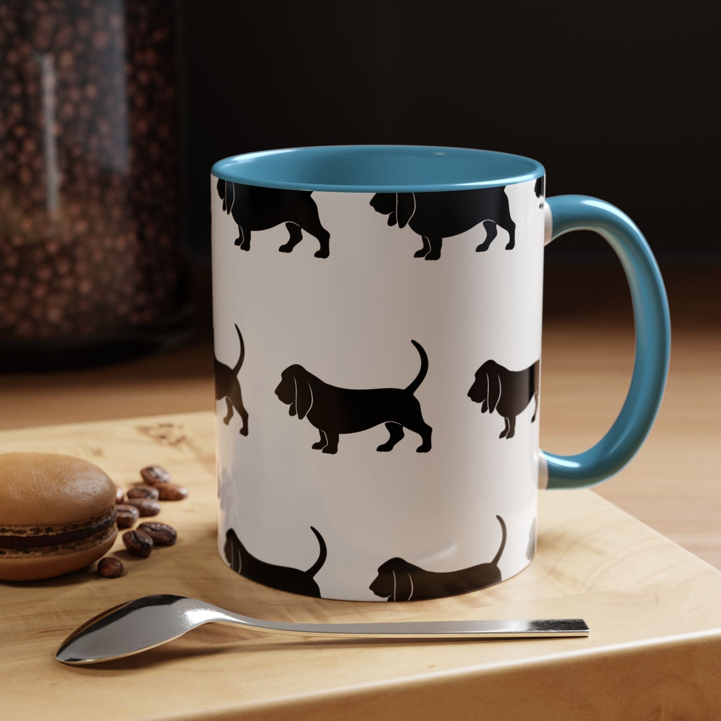 Basset Hound Silhouette 2-Tone Coffee Mug