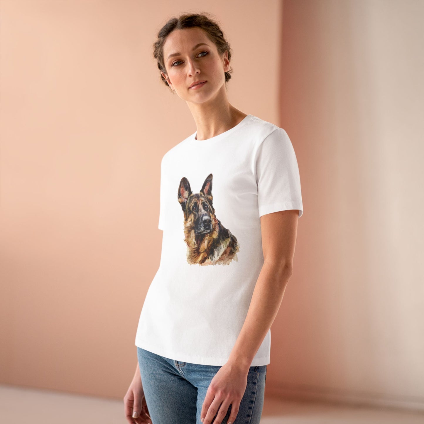 German Shepherd Head Women's Short Sleeve Crewneck Tee