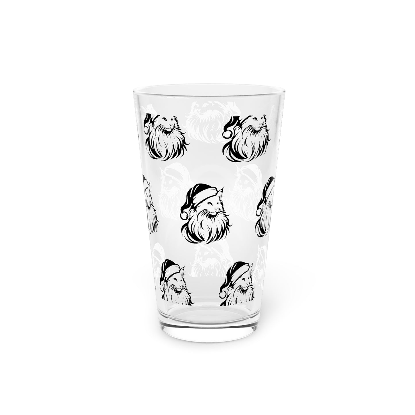 Santa Paws Cat Drinking Glass
