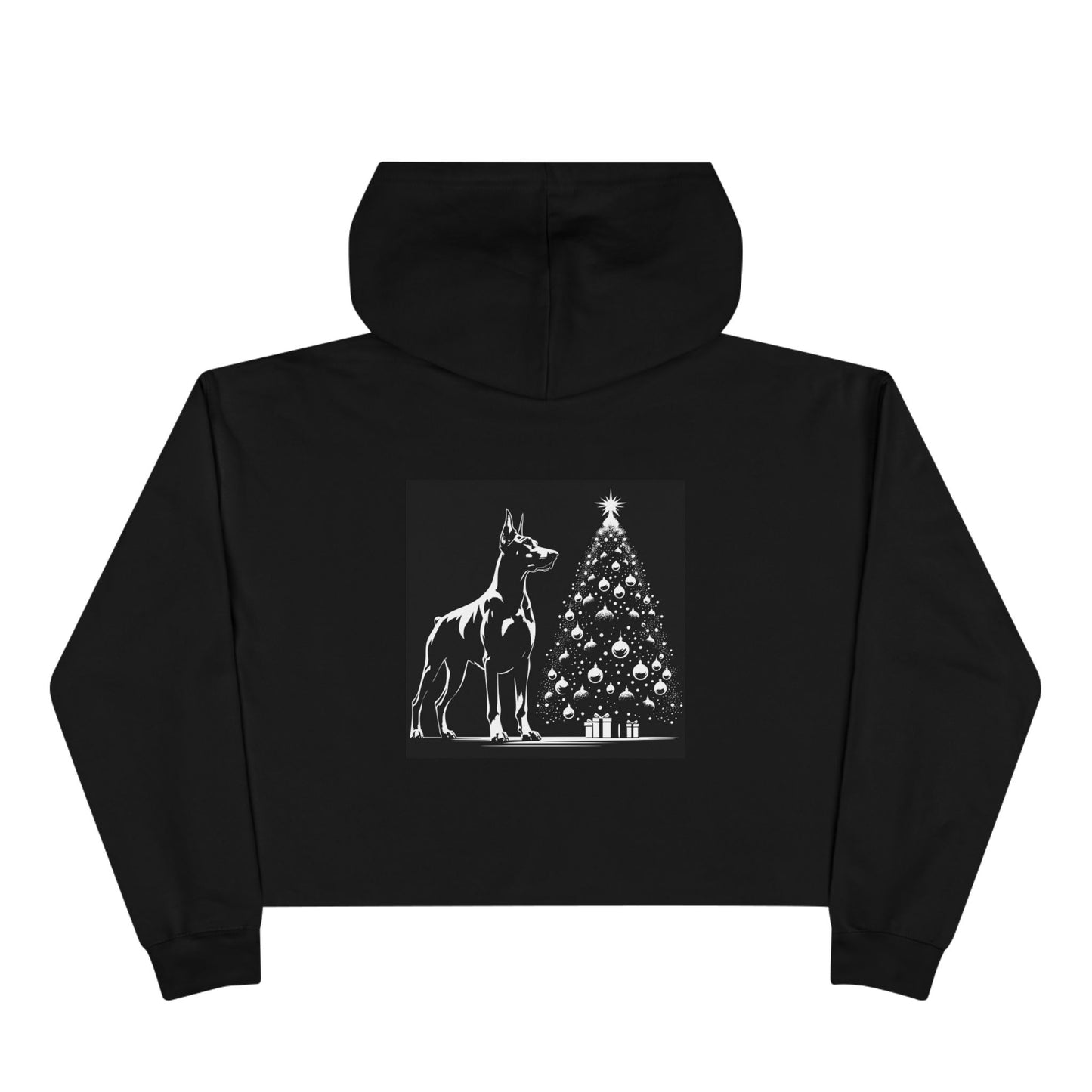 Doberman Christmas Tree Women's Crop Hoodie