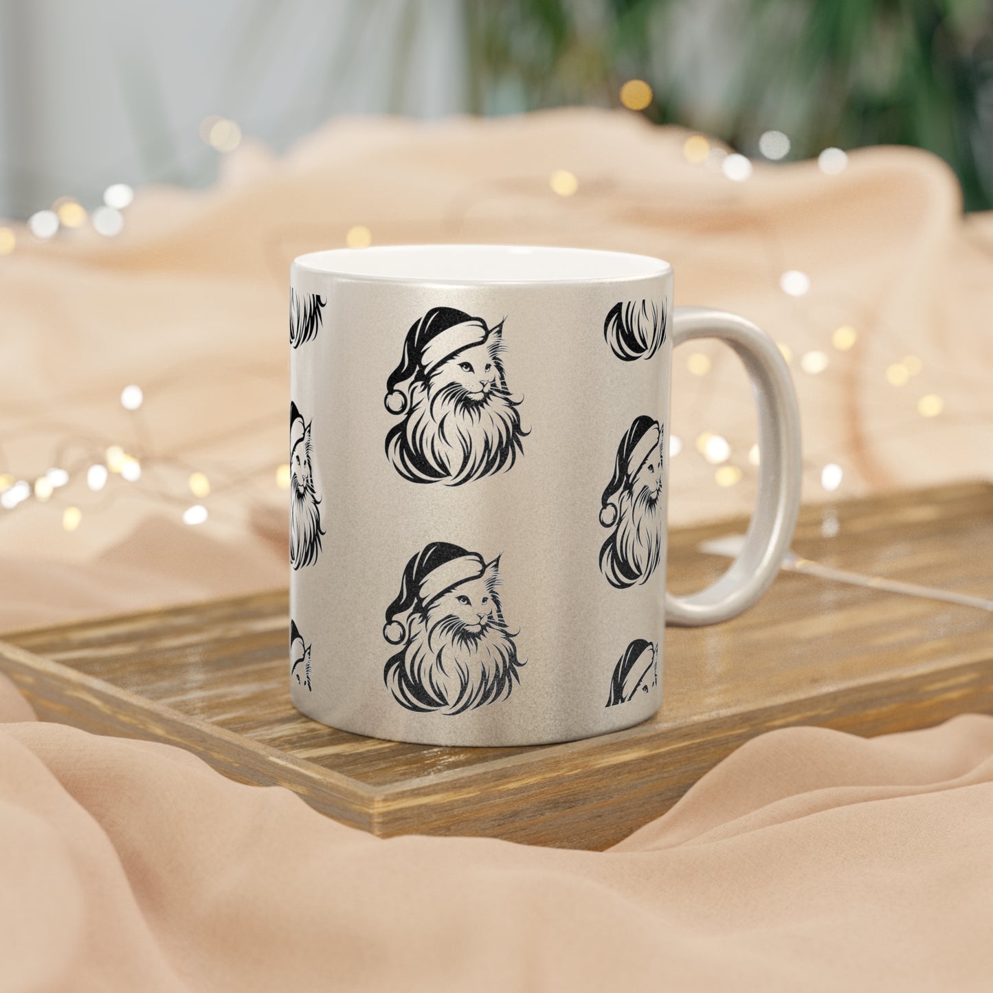 Santa Paws Cat Metallic Coffee Mug