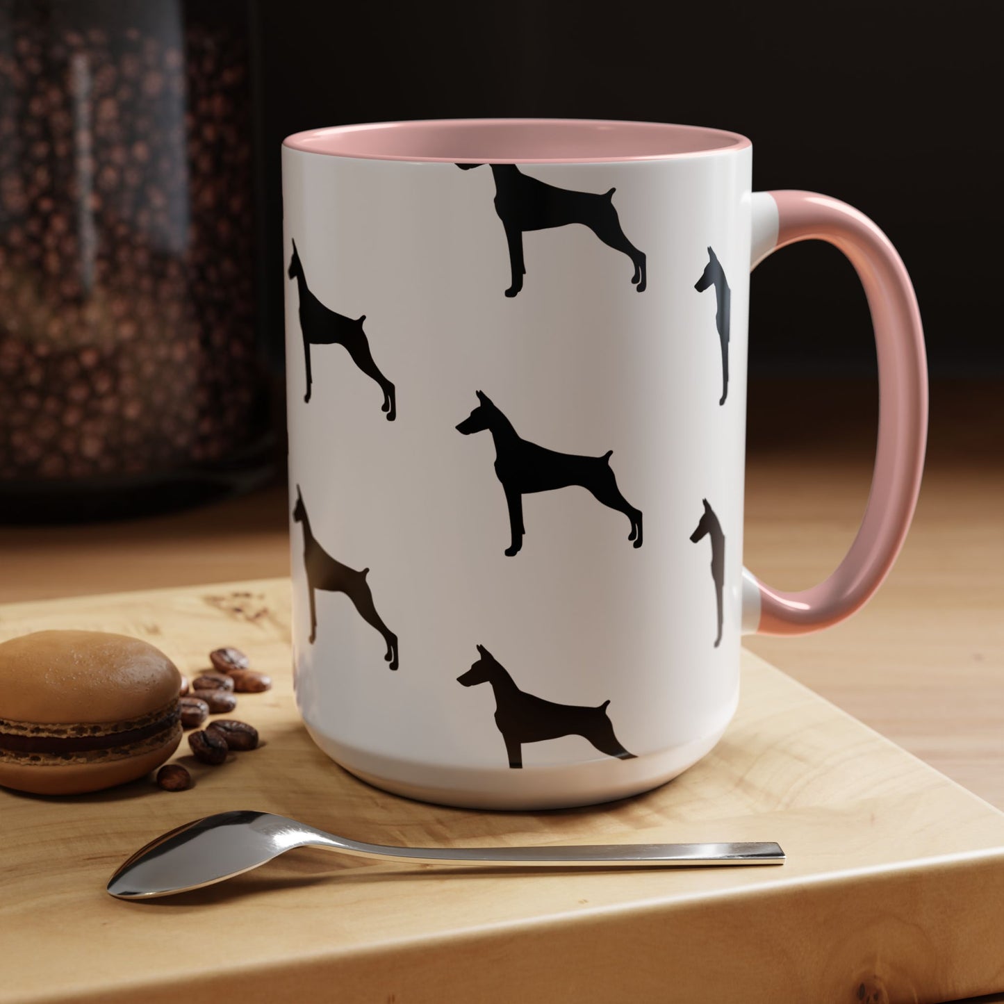 Doberman Silhouette 2-Tone Coffee Mug