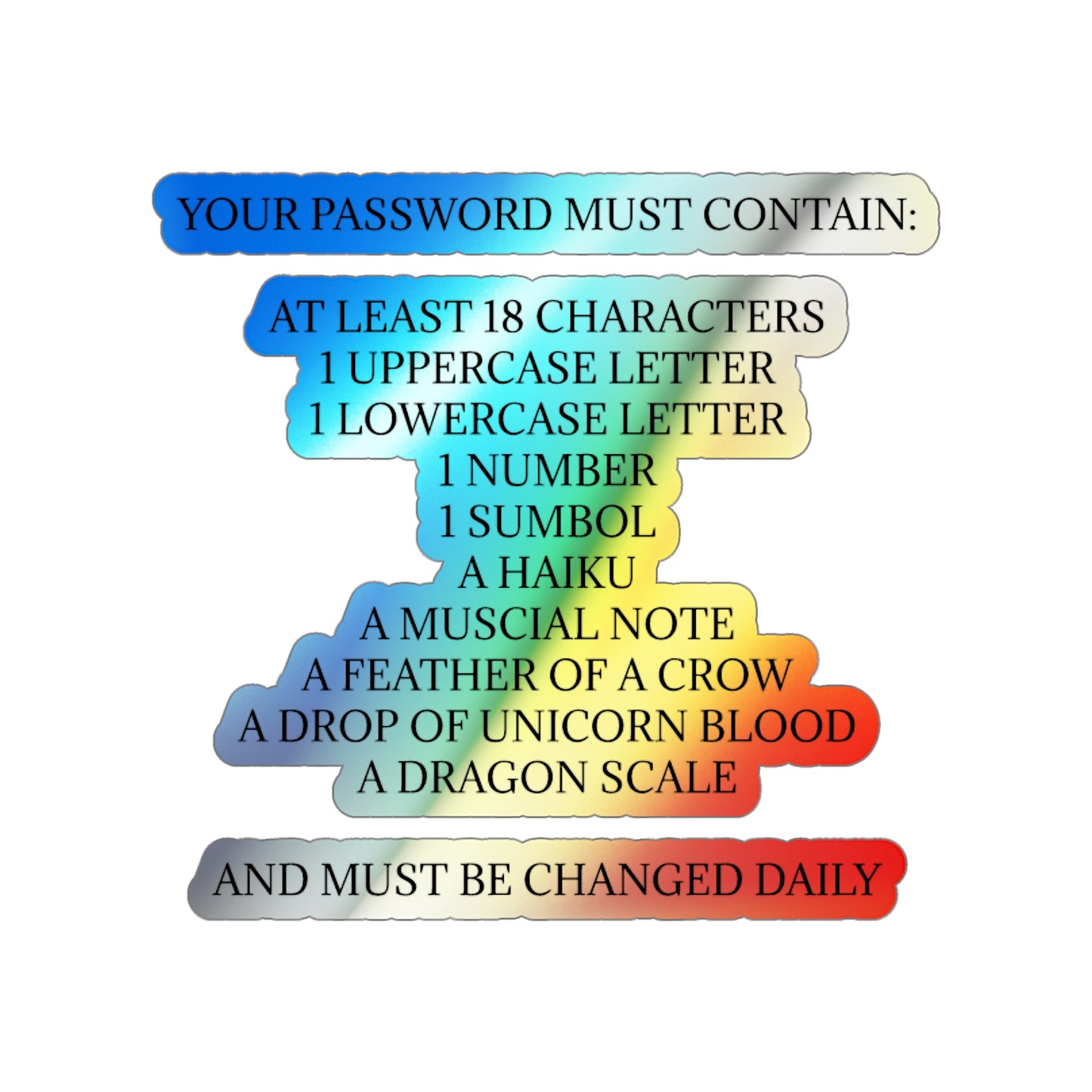 Password Holographic Sticker