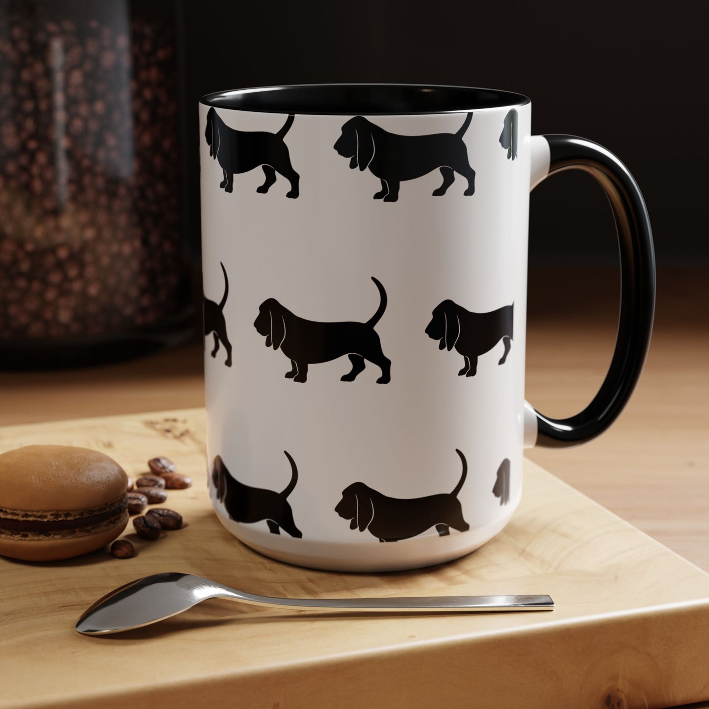 Basset Hound Silhouette 2-Tone Coffee Mug