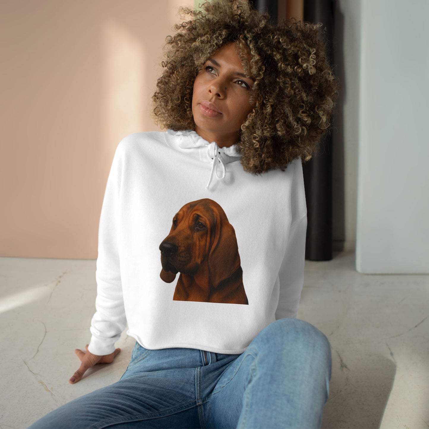 Bloodhound Head Women's Crop Hoodie
