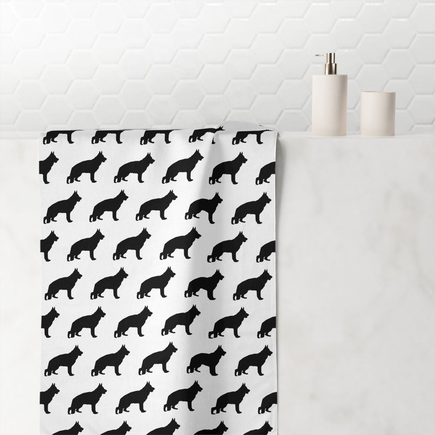 German Shepherd Silhouette Mink-Cotton Beach Towel
