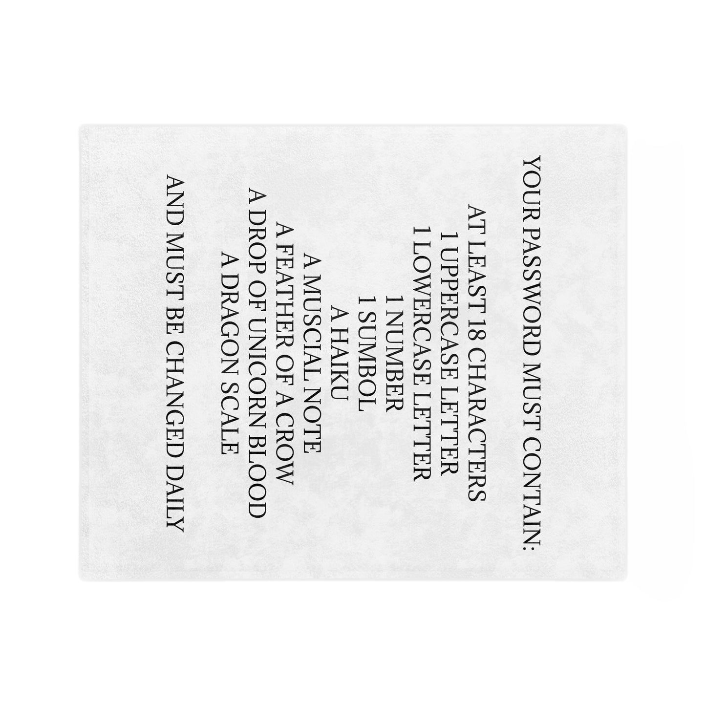 Password Velveteen Microfiber Blanket