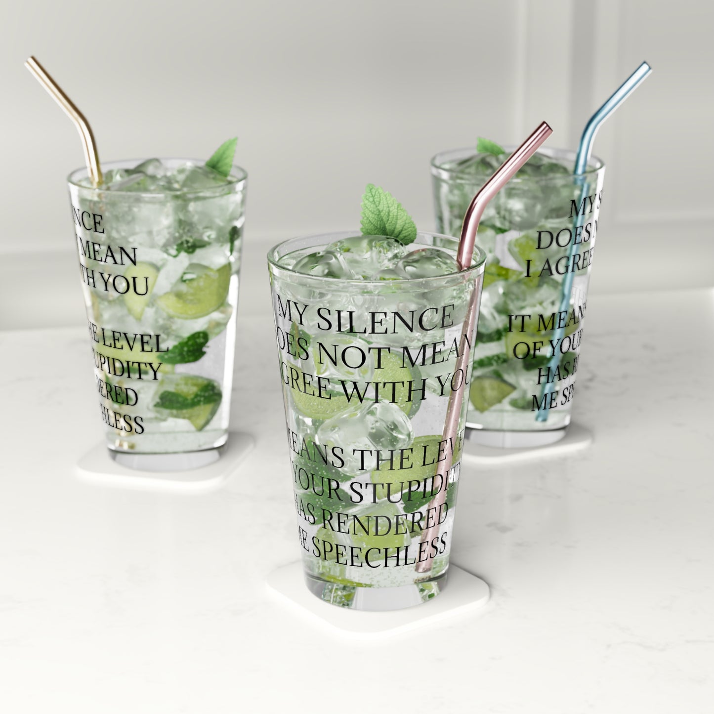 Speechless Drinking Glass