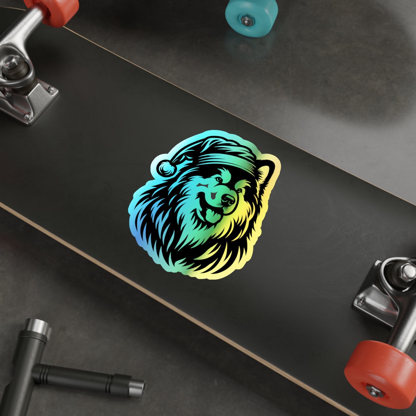 Santa Paws Malamute Holographic Sticker