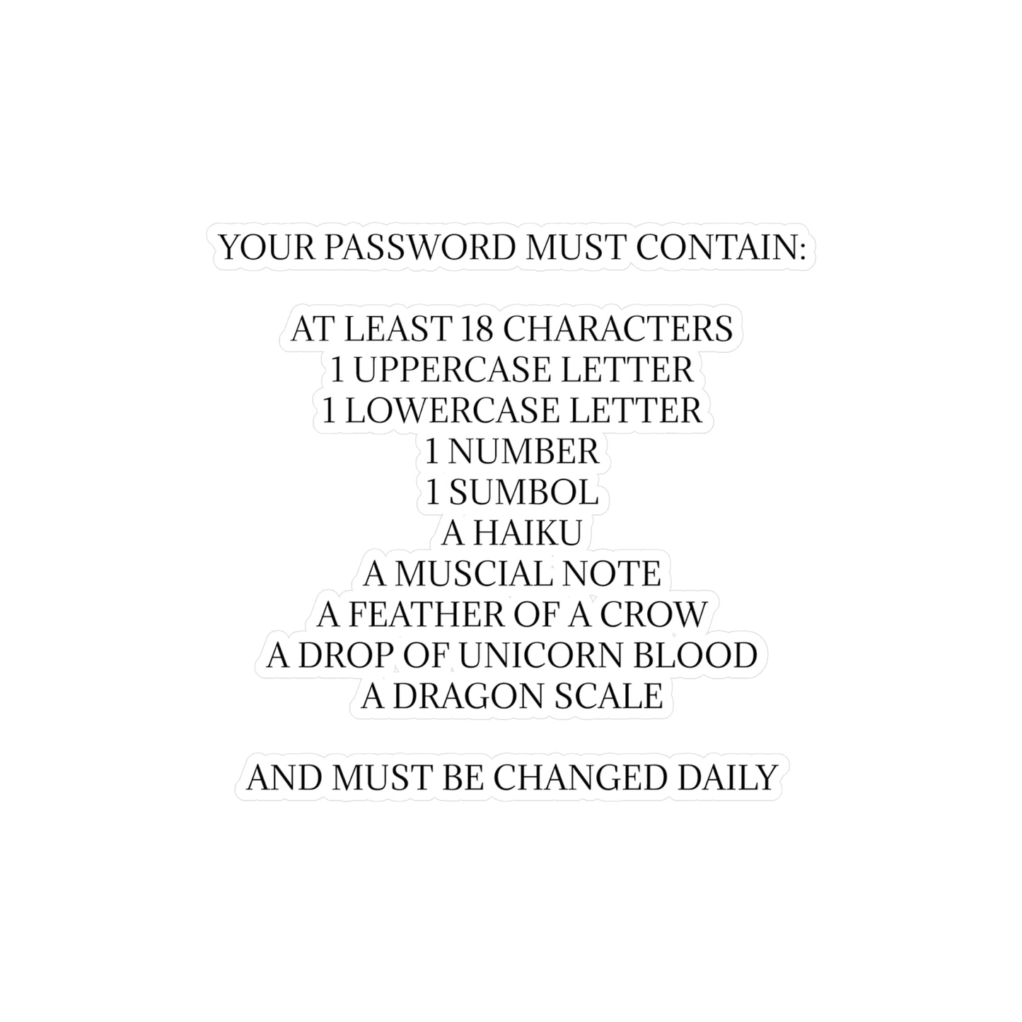Password Vinyl Decal