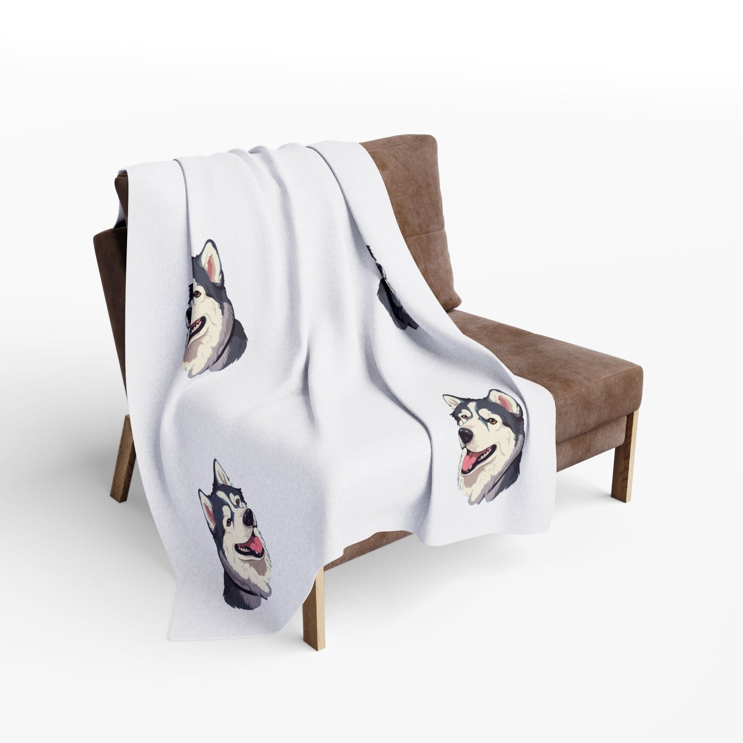 Malamute Head Arctic Fleece Blanket