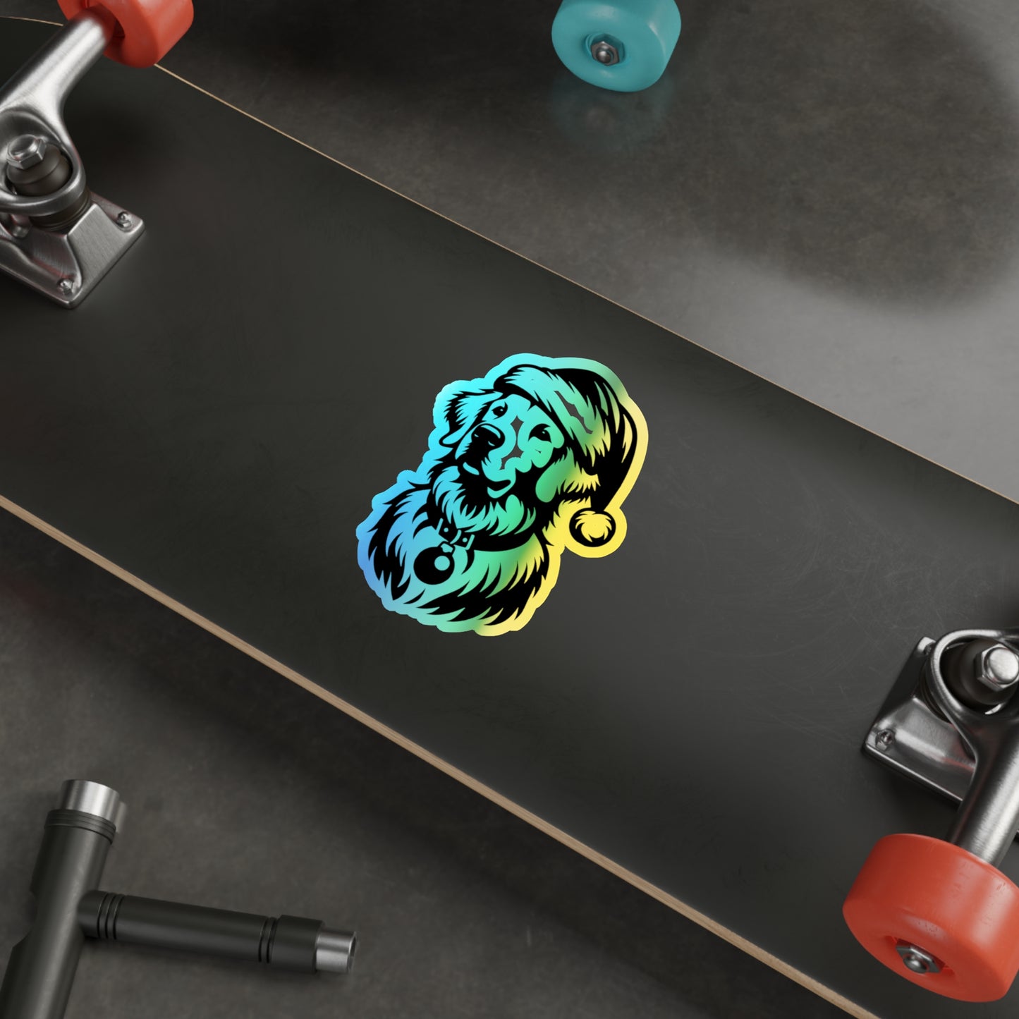 Santa Paws Golden Holographic Sticker