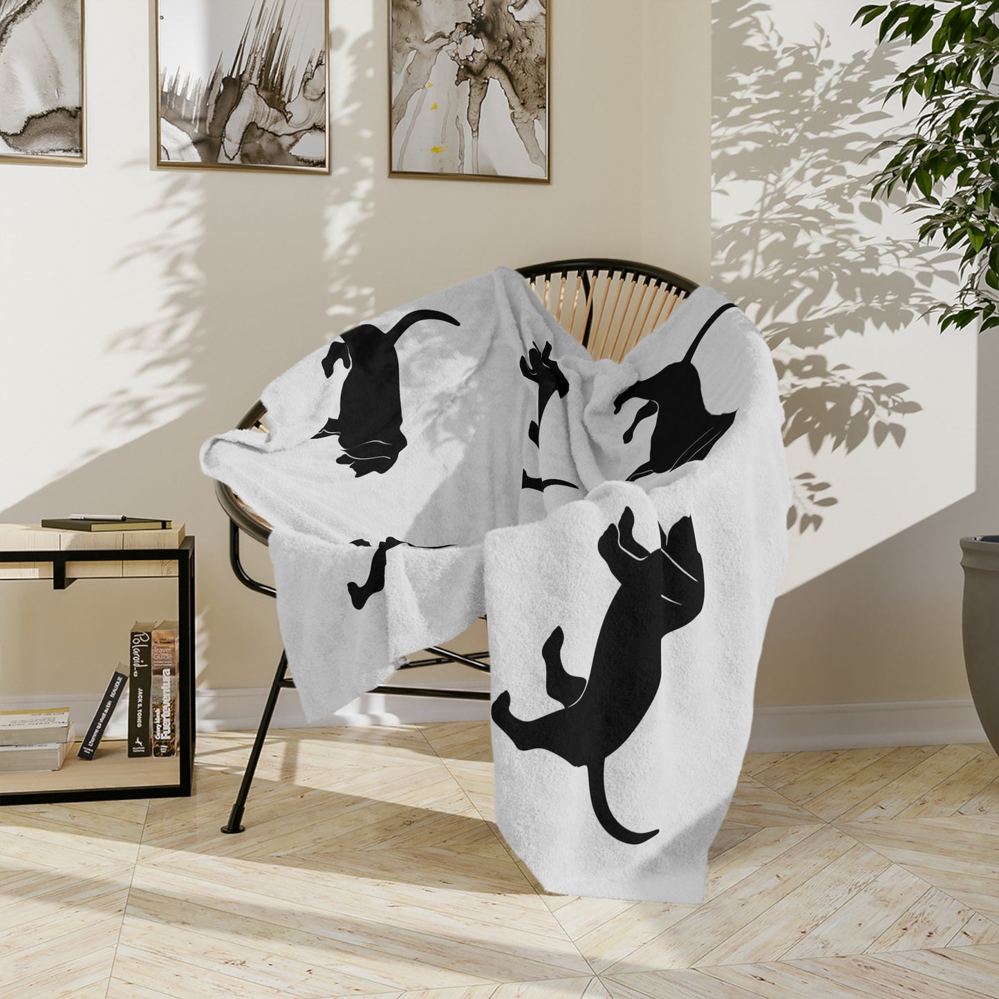 Basset Hound Silhouette Velveteen Microfiber Blanket