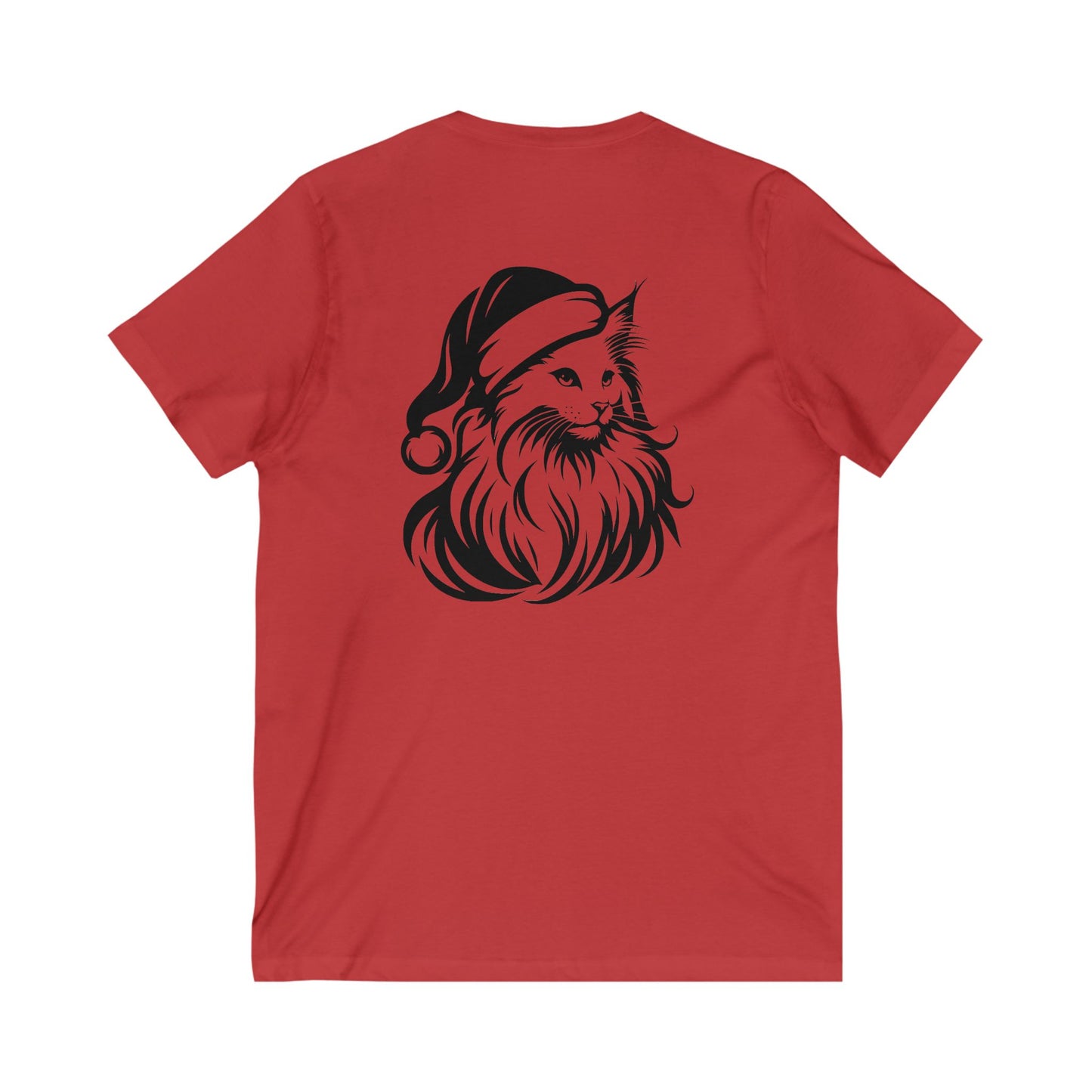 Santa Paws Cat Unisex Short Sleeve V-Neck Tee