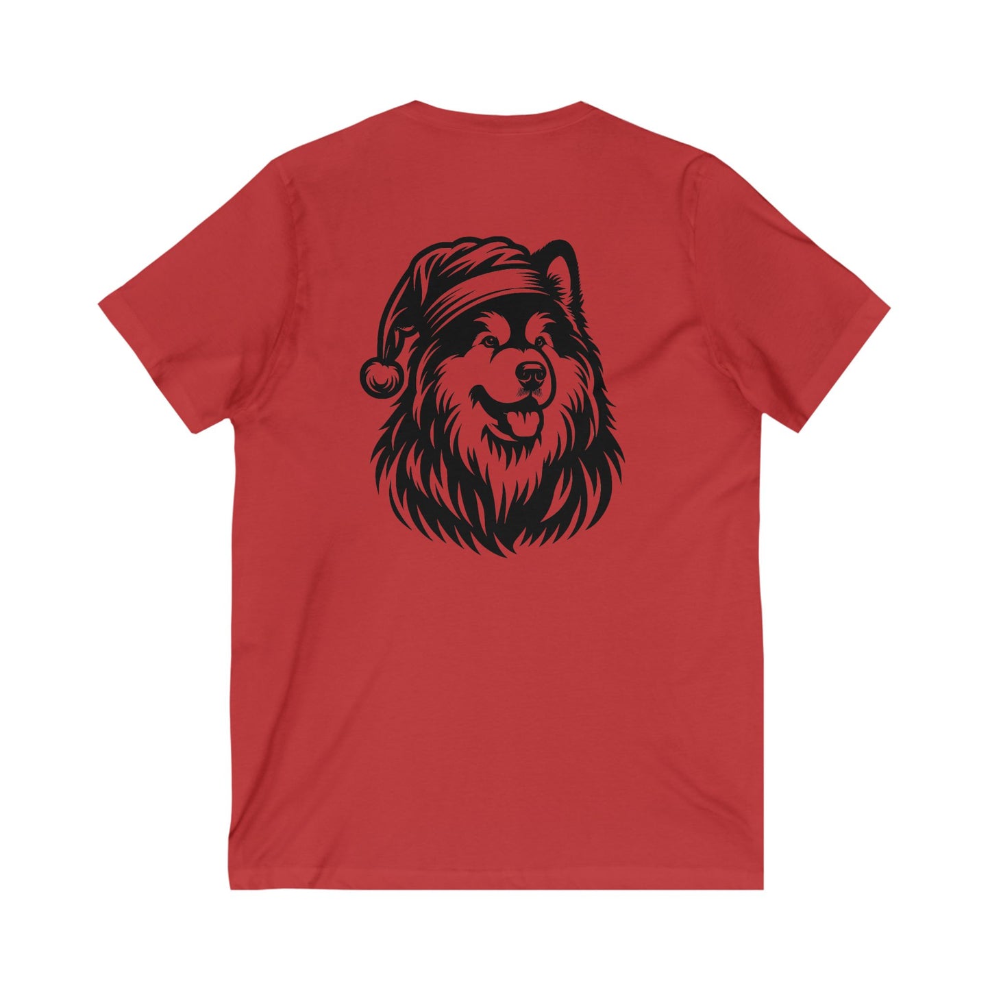 Santa Paws Malamute Unisex Short Sleeve V-Neck Tee