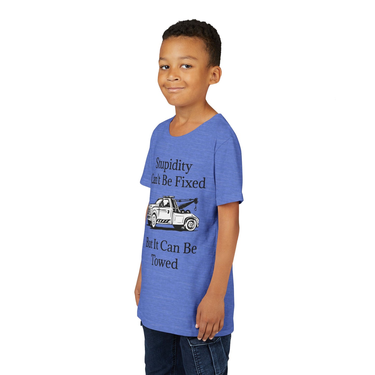 Stupidity Wheel Lift Tow Truck Youth Unisex Short Sleeve Crewneck Tee