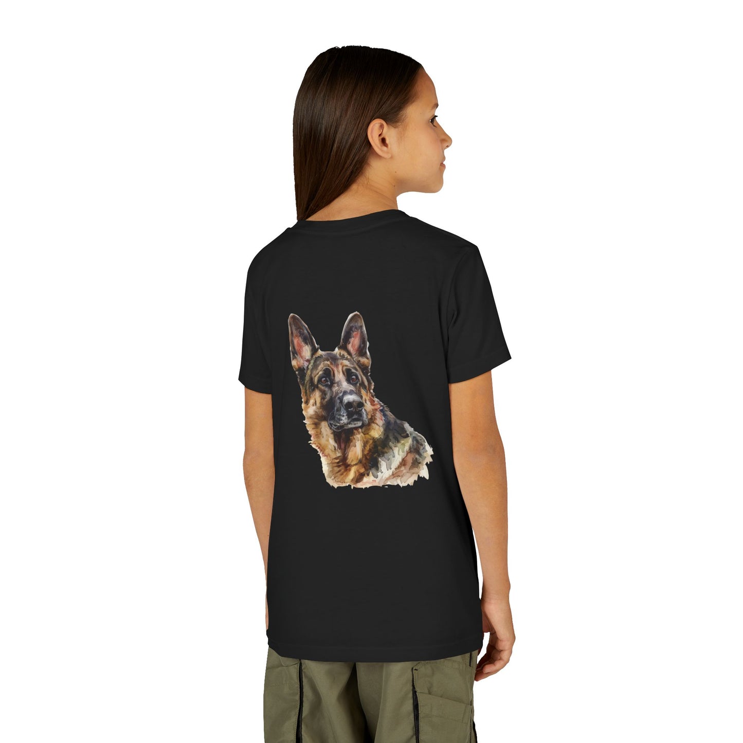 German Shepherd Head Youth Unisex Short Sleeve Crewneck Tee