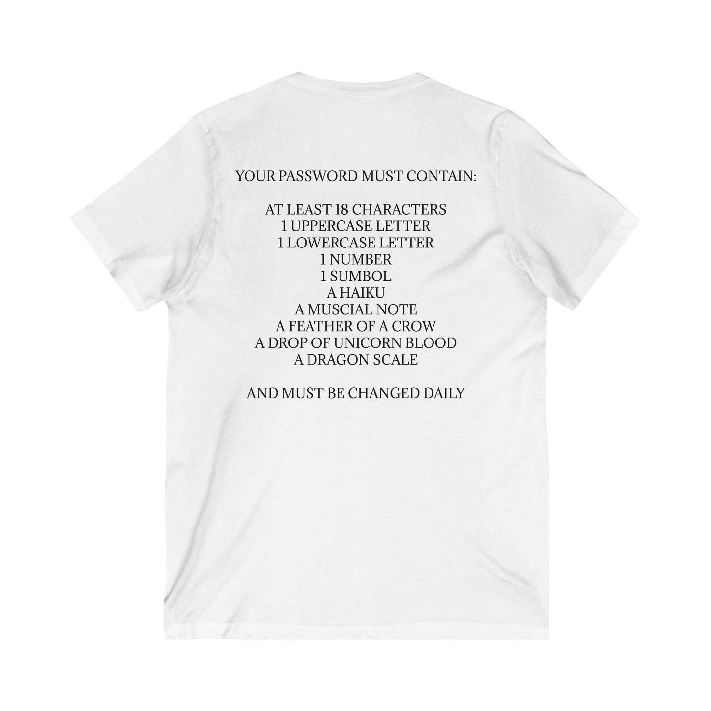 Password Unisex Short Sleeve V-Neck Tee