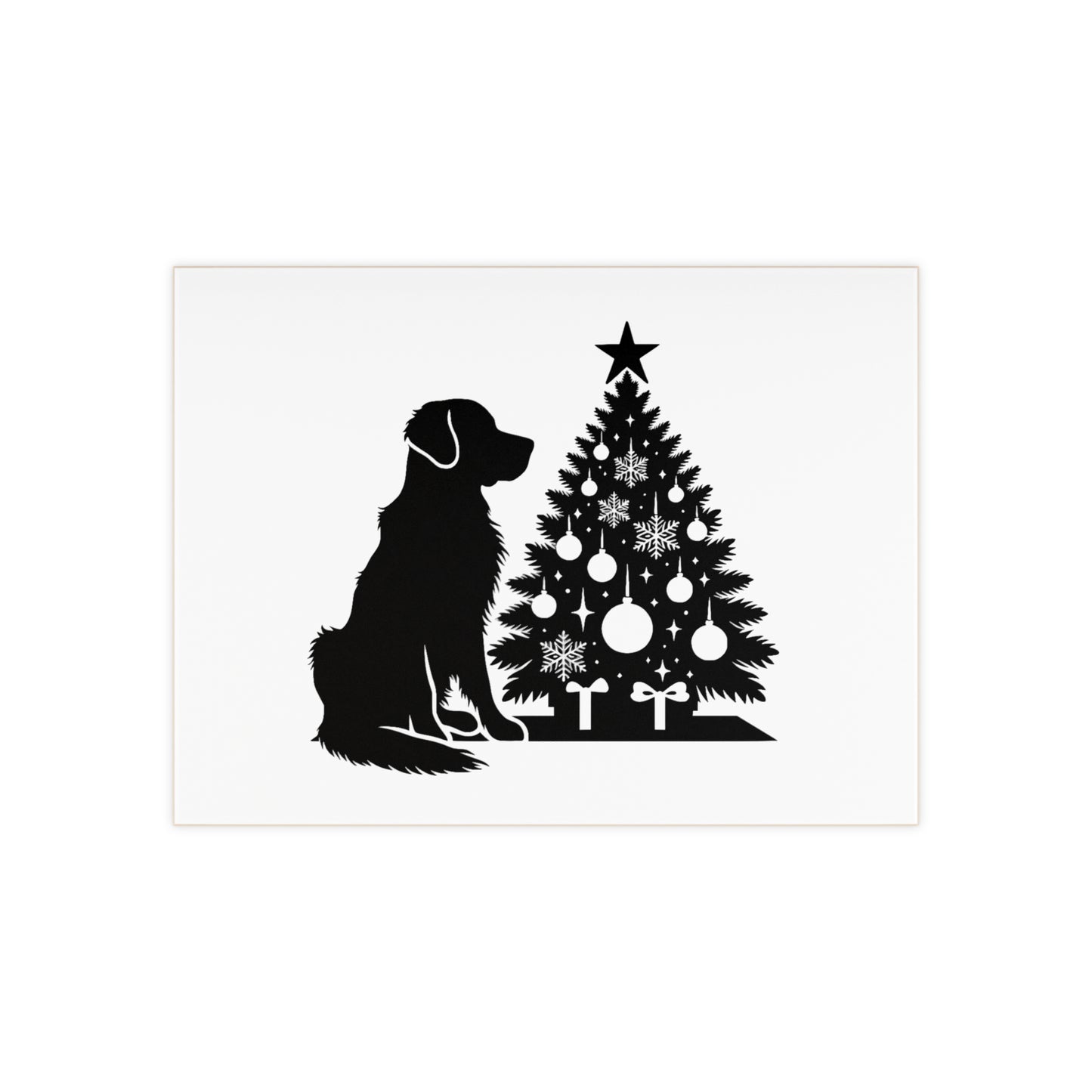 Golden Christmas Tree Ceramic Photo Tile