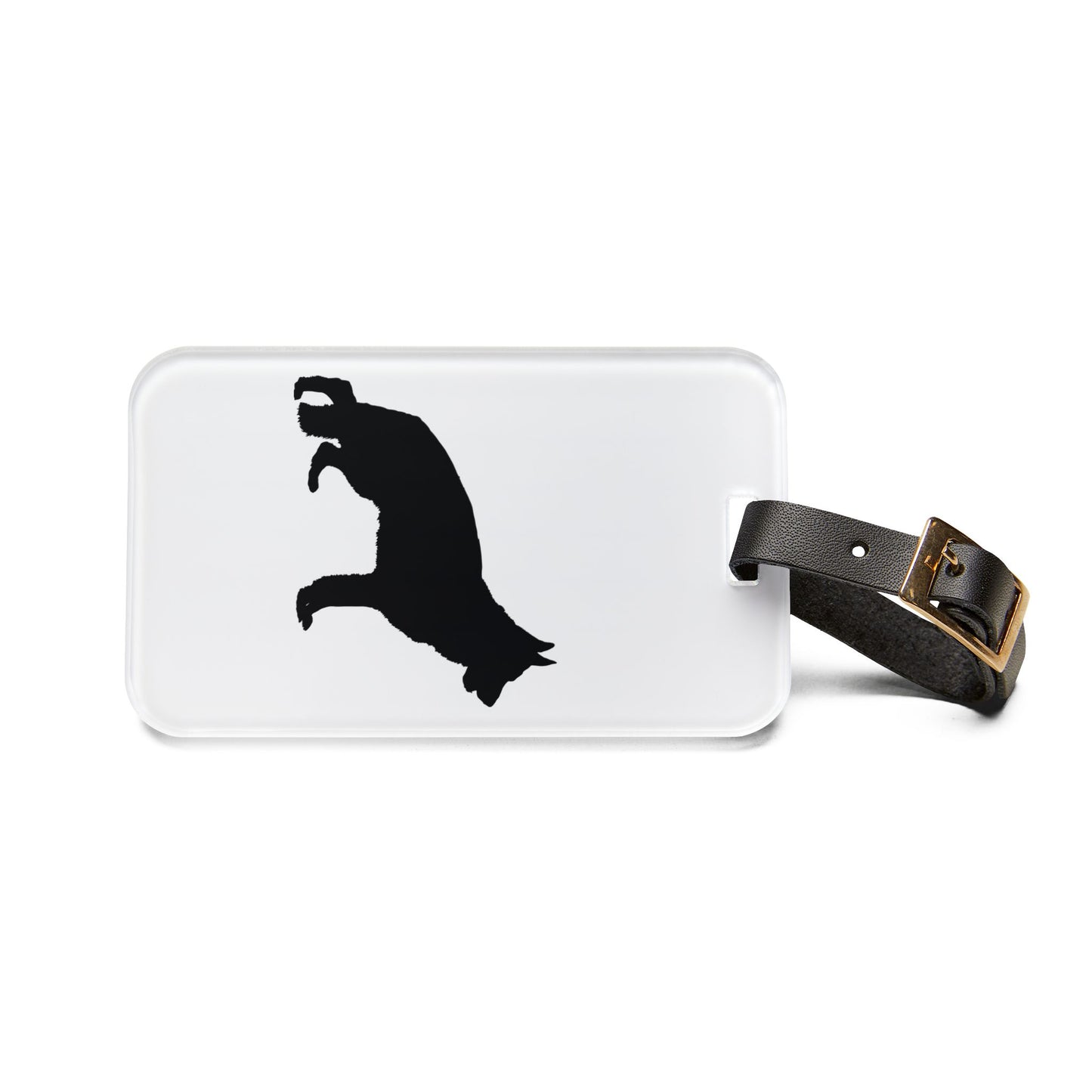 German Shepherd Silhouette Leather Strap Luggage Tag