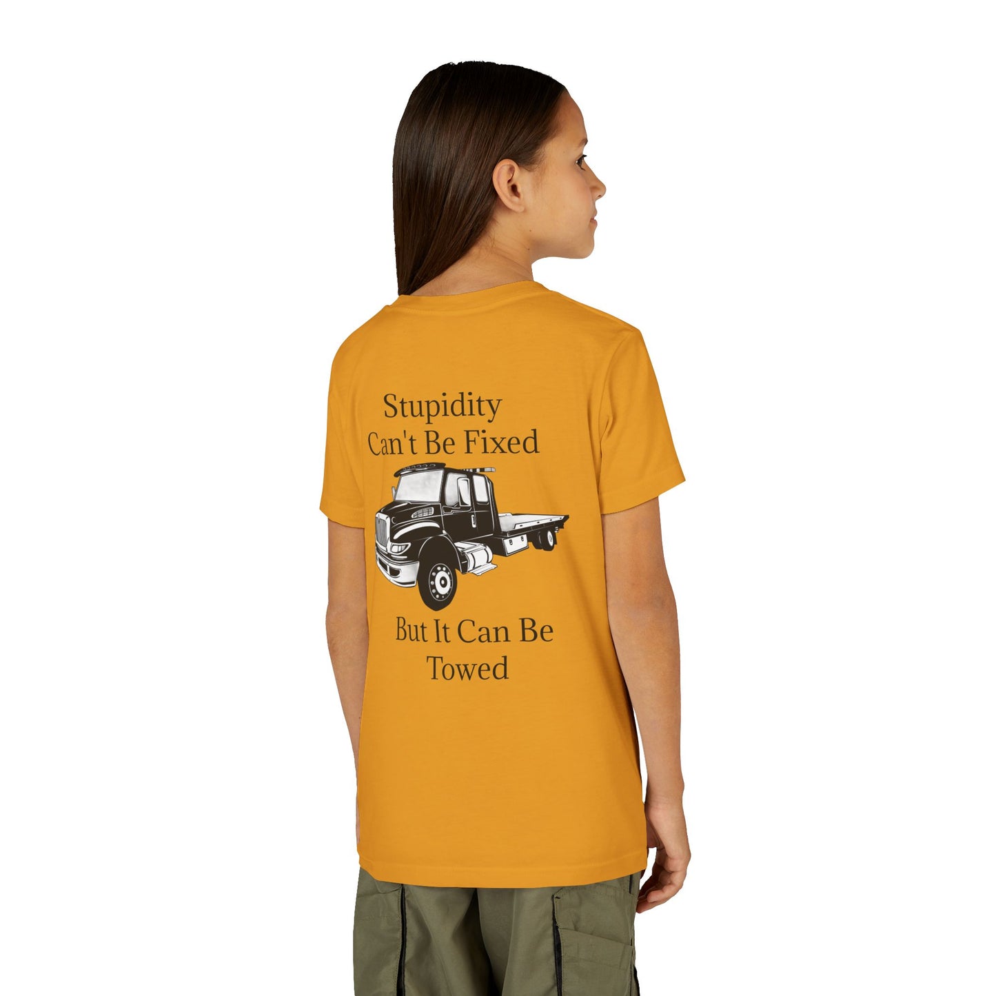 Stupidity Flatbed Tow Truck Youth Unisex Short Sleeve Crewneck Tee