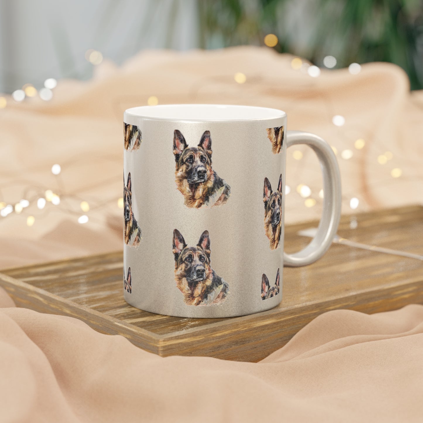 German Shepherd Head Metallic Coffee Mug