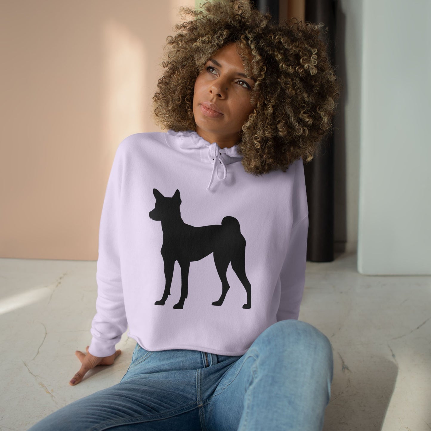 Basenji Silhouette Women's Crop Hoodie
