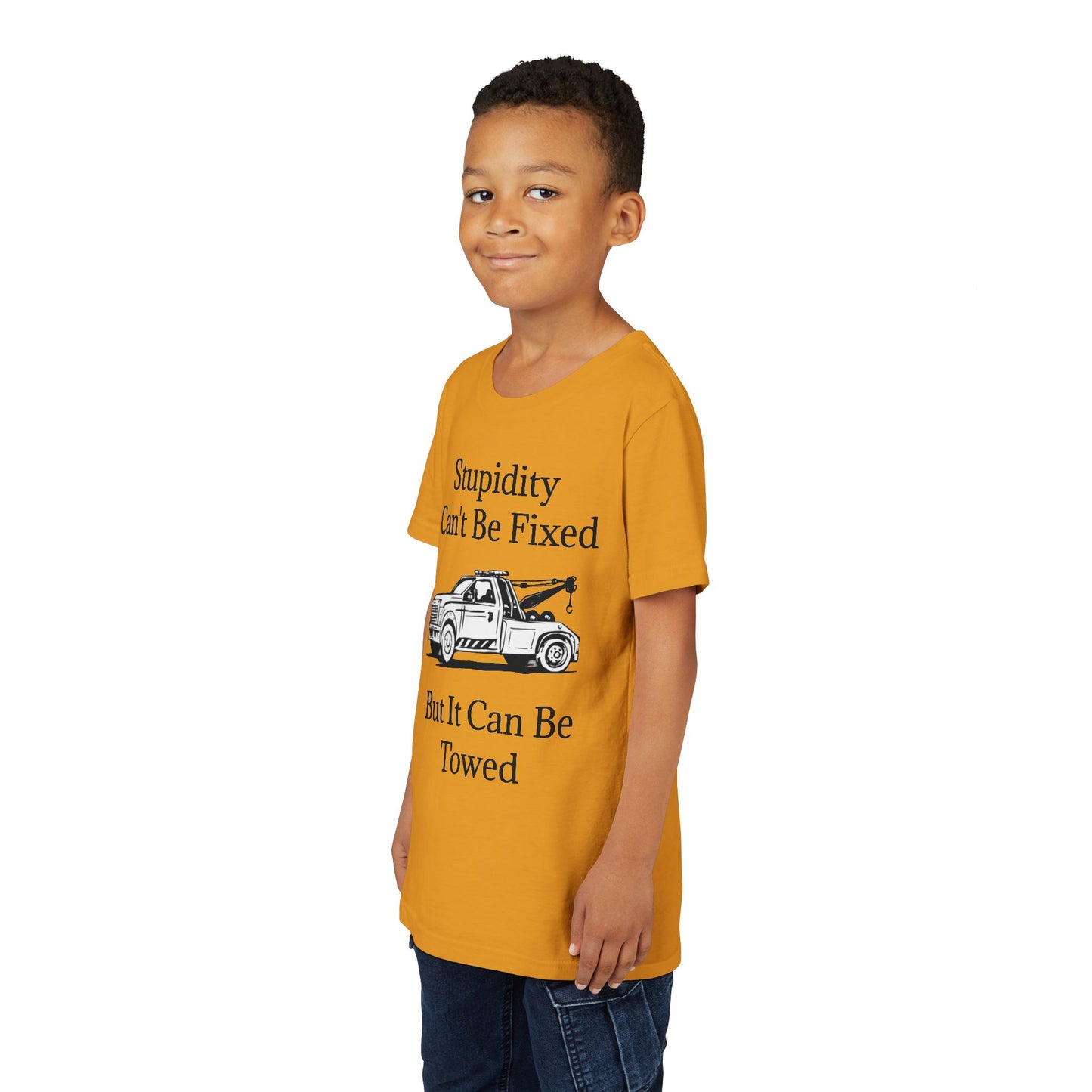 Stupidity Wheel Lift Tow Truck Youth Unisex Short Sleeve Crewneck Tee