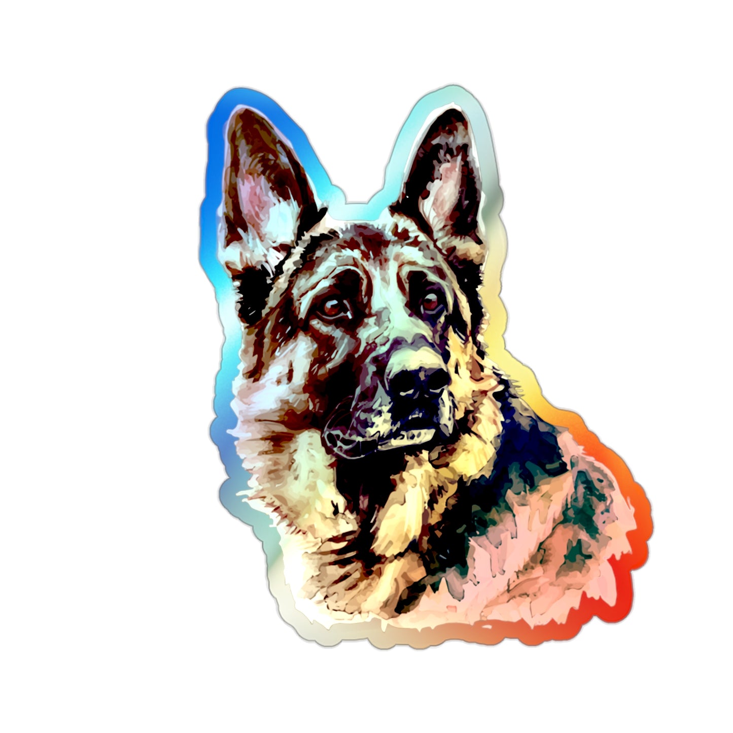 German Shepherd Head Holographic Sticker