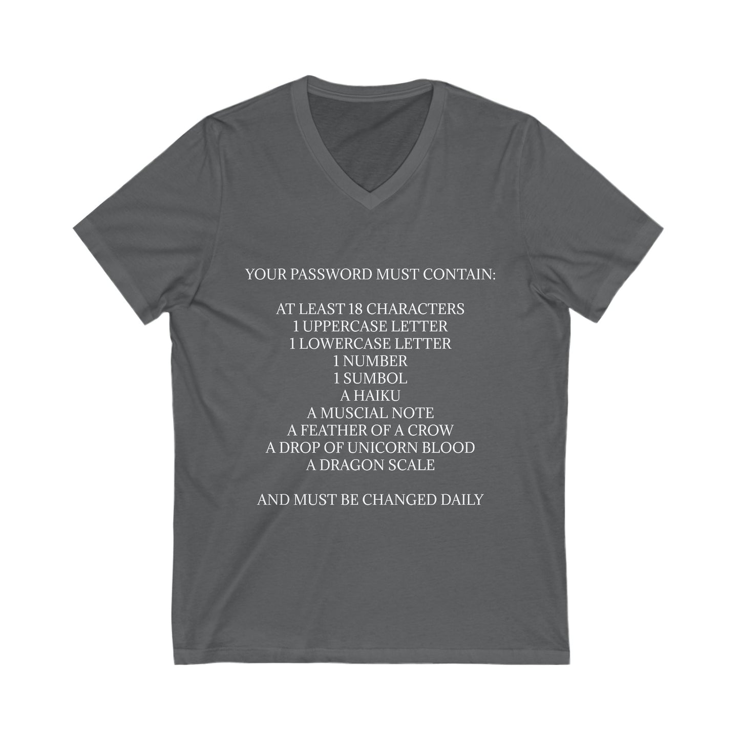 Password Unisex Short Sleeve V-Neck Tee