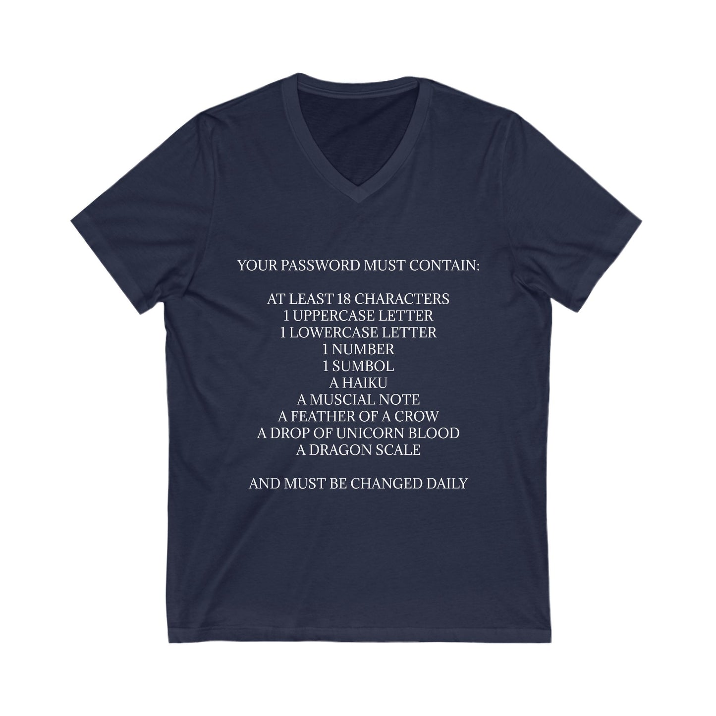 Password Unisex Short Sleeve V-Neck Tee