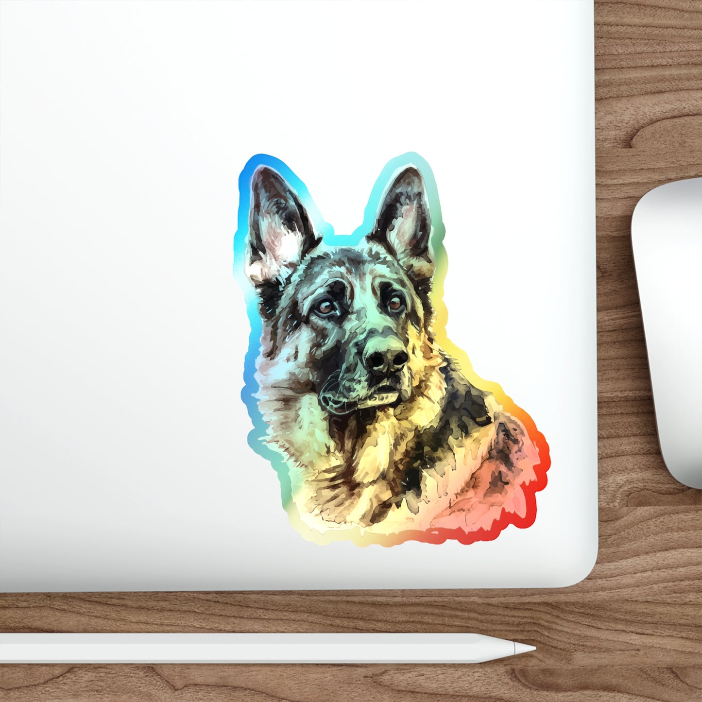 German Shepherd Head Holographic Sticker