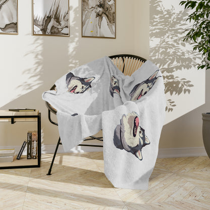 Malamute Head Velveteen Microfiber Blanket