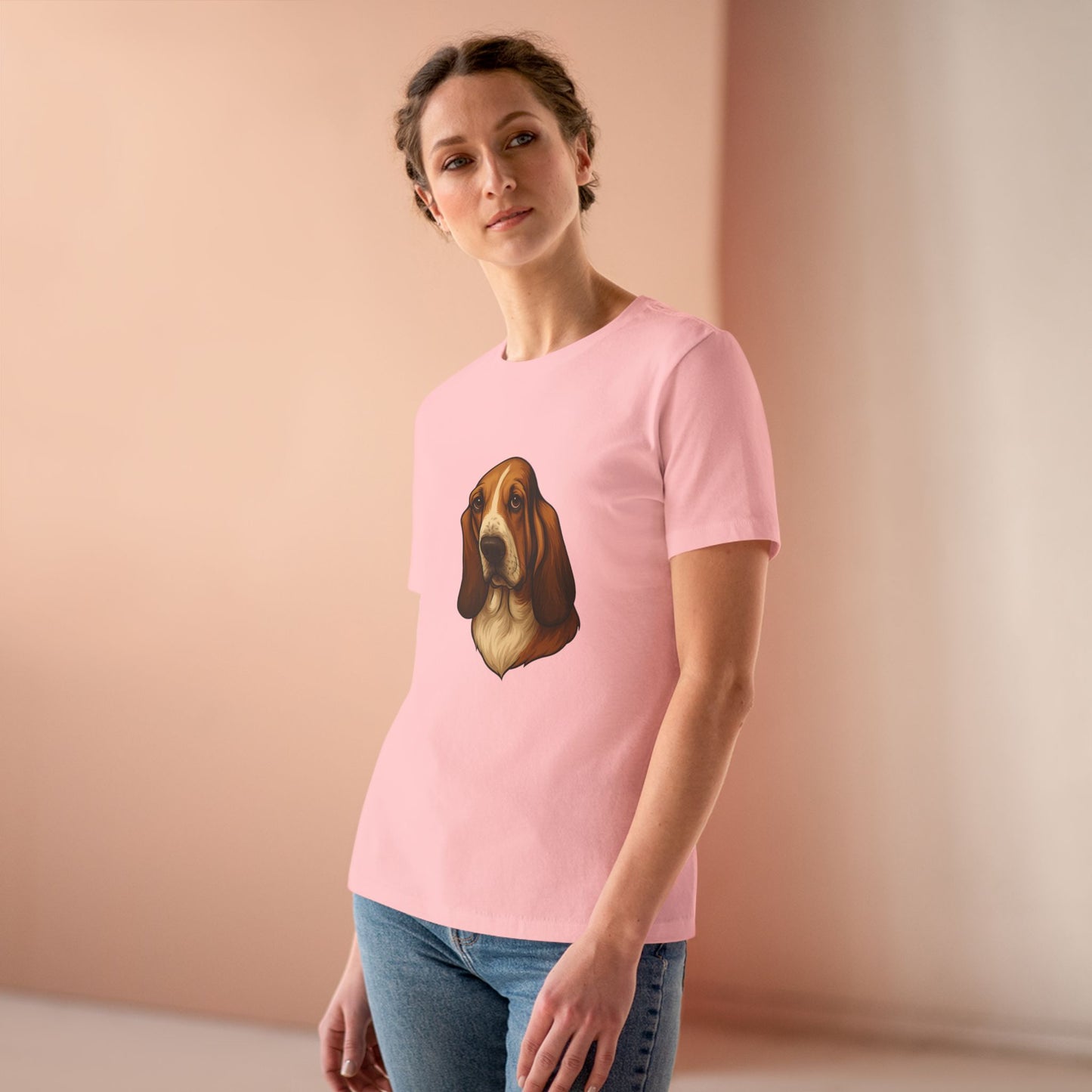 Basset Hound Head Women's Short Sleeve Crewneck Tee