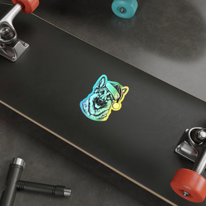 Santa Paws German Shepherd Holographic Sticker