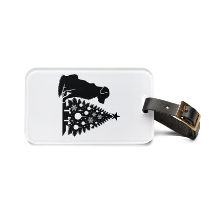Golden Christmas Tree Leather Strap Luggage Tag
