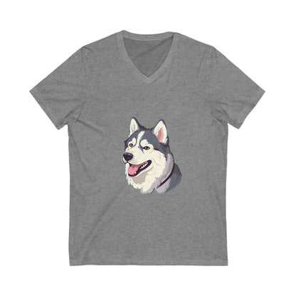 Malamute Head Unisex Short Sleeve V-Neck Tee