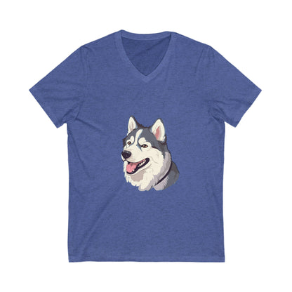 Malamute Head Unisex Short Sleeve V-Neck Tee